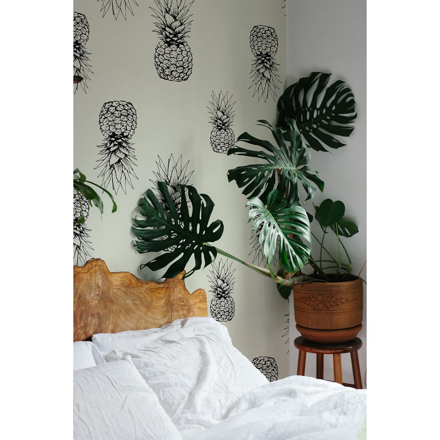 Papier peint ananas simple pour salon lumineux et décoration murale de chambre moderne