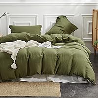 Vista 54 de Simple&Opulence Juego de funda de edredón 100% lino, 2 piezas, estilo básico, de lino lavado francés, color sólido, suave, transpirable, con cierre