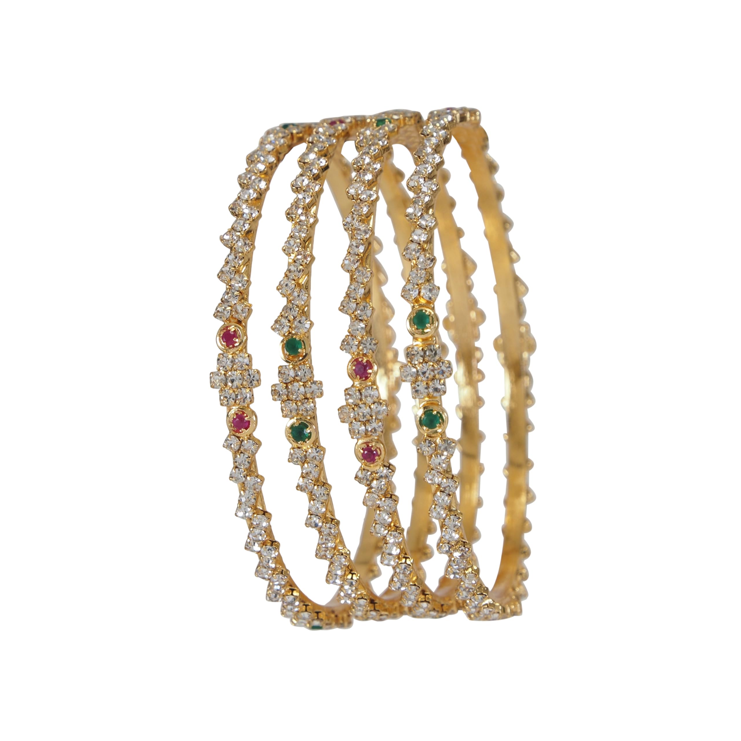 Brass American Diamond Micro Gold Plated Bangle Set of 4 | Elegant Traditional Bangles for Women & Girls (B-5040)-image-23