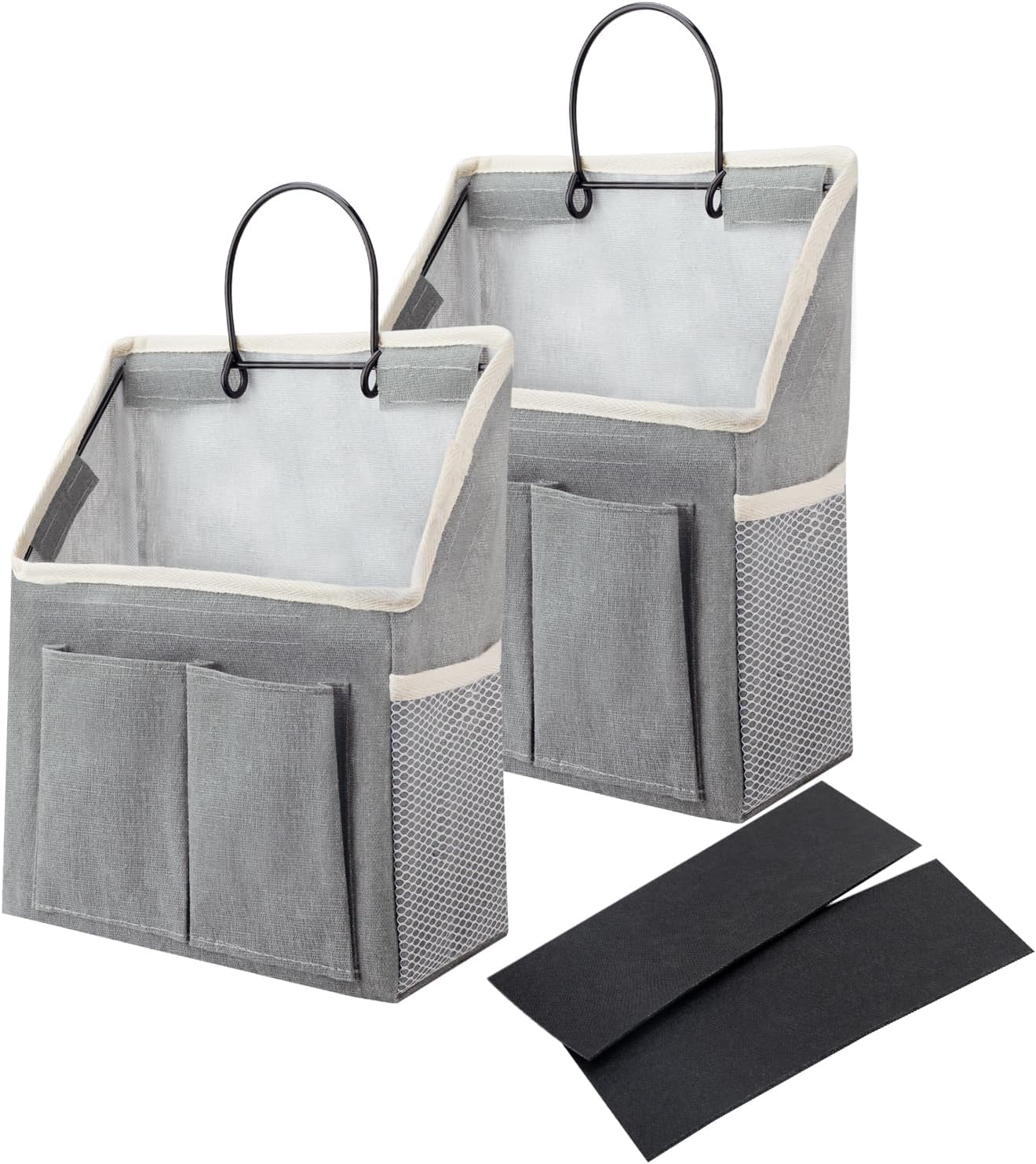 LYroo 2 Pack Wall Hanging Bag Organizer Basket with Pockets for Bathroom Bedroom Kitchen Dorm Room Essentials Rv Storage and Organization (Gray)