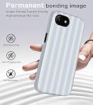 Compatible with iPhone 16e/17e Case Cute Striped Aesthetic for Women Girls Simple Chic Girly Dual Layer Hybrid Protection Elegant Case for iPhone 16e for iPhone 17e-Blue