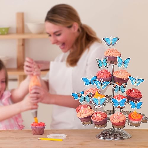 Miniatura 6 de Gyufise 36 adornos de mariposa para cupcakes, arte animado en 3D, decoración de cupcakes de mariposa, decoración de pastel de mariposa, baby shower,