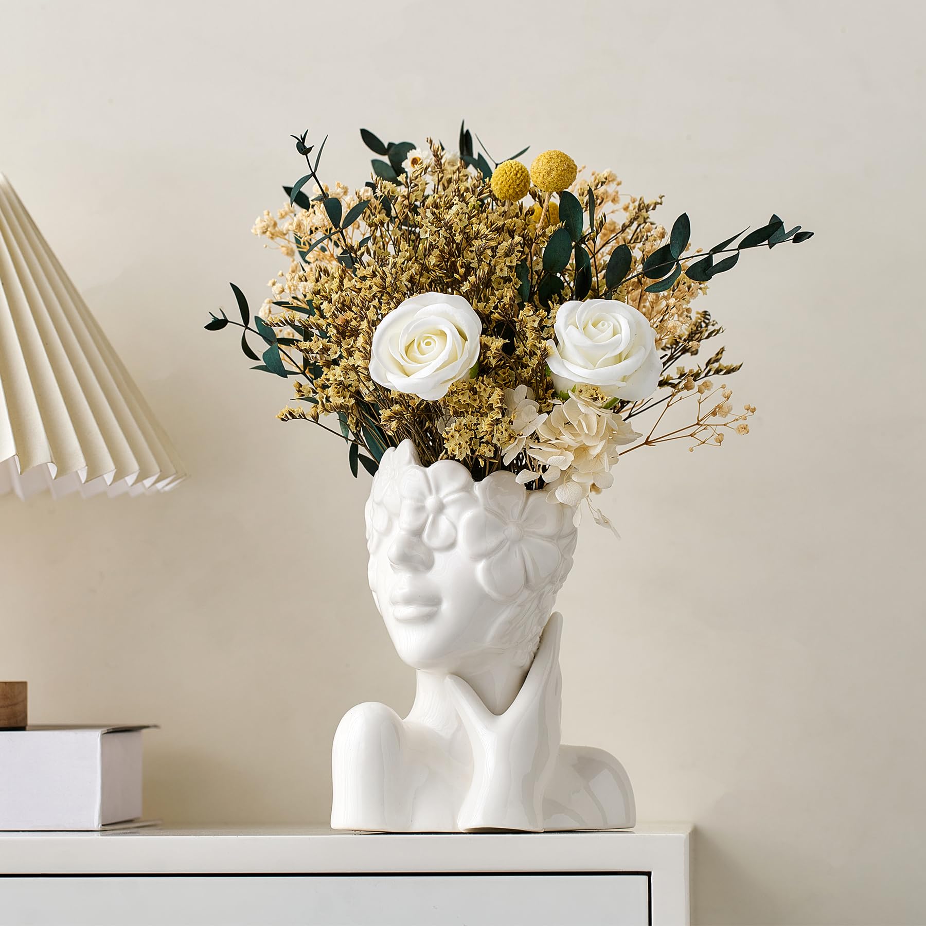 Biancalani 花瓶 Amazon.co.jp: 白いプラスチック製の花瓶、セラミックルックの