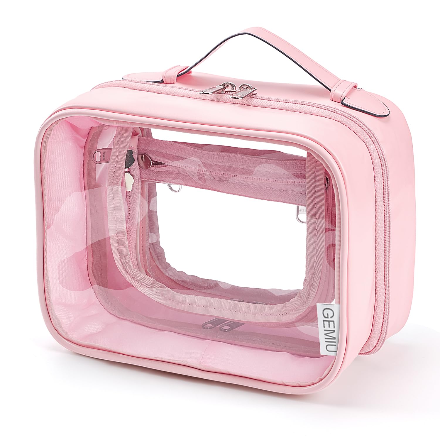 GEMIU Clear Makeup Bag Toiletry Bag for Women 4 Compartments Travel Cosmetic Case Large Capacity Waterproof Skincare Pouch