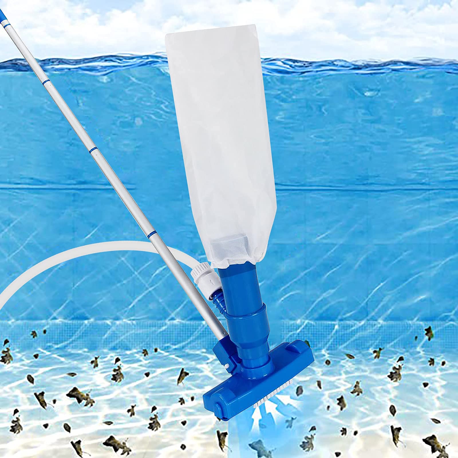 Pool Vacuum Cleaner Pool Cleaning Kit Portable Swimming Pool Fountain Vacuum Brush Cleaner - can be Attached to Garden Hose, Cleaning Tool with Universal fit Handle-image-49