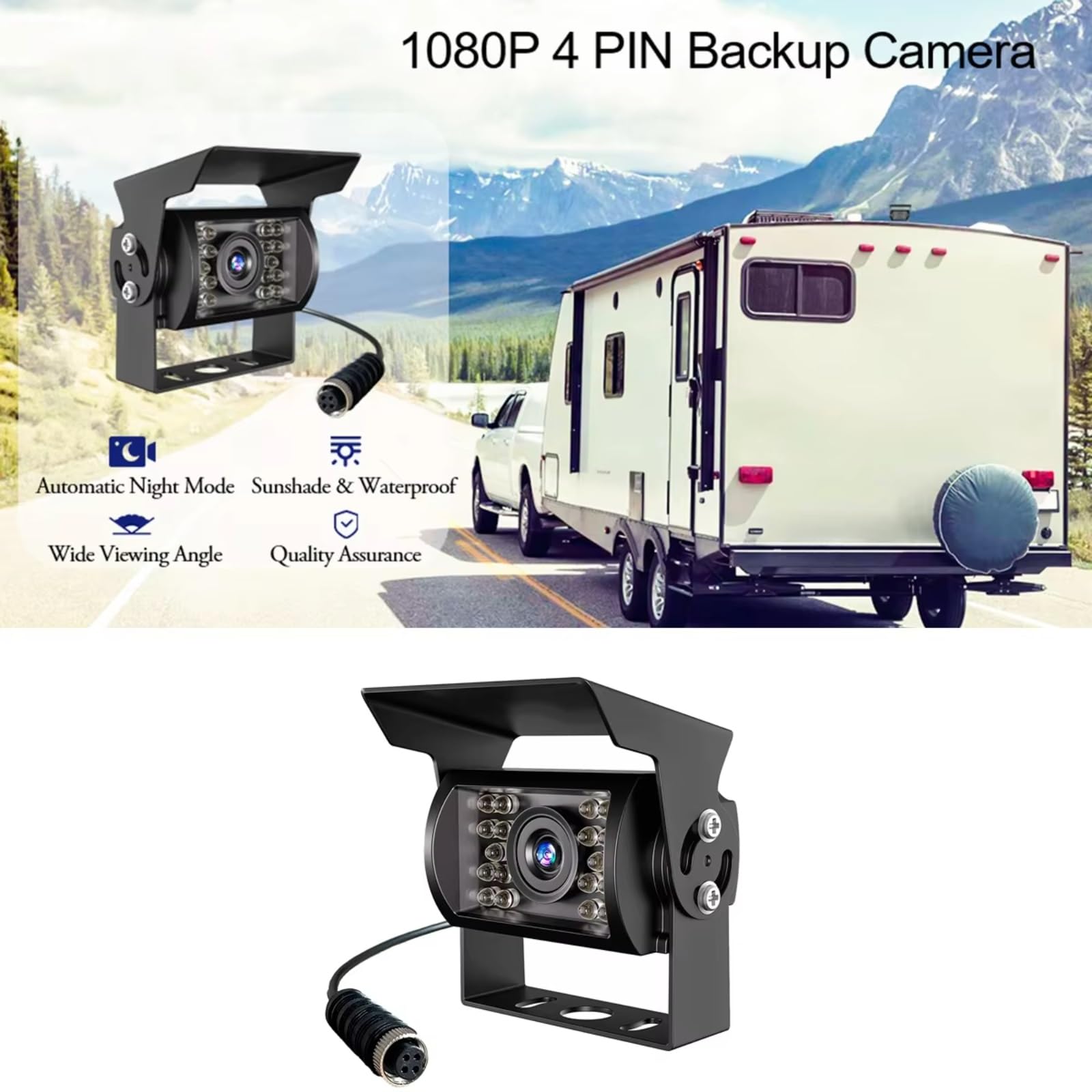 Zamiennik kamery cofania samochodu, do monitora 1080p HD, wodoodporna kamera cofania IP69, szeroki kąt widzenia, kamera cofania, tylna kamera samochodowa