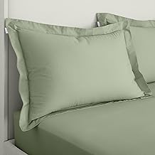 Bianca 200 Thread Count Cotton Percale Oxford Pillowcase Pair Sage Green