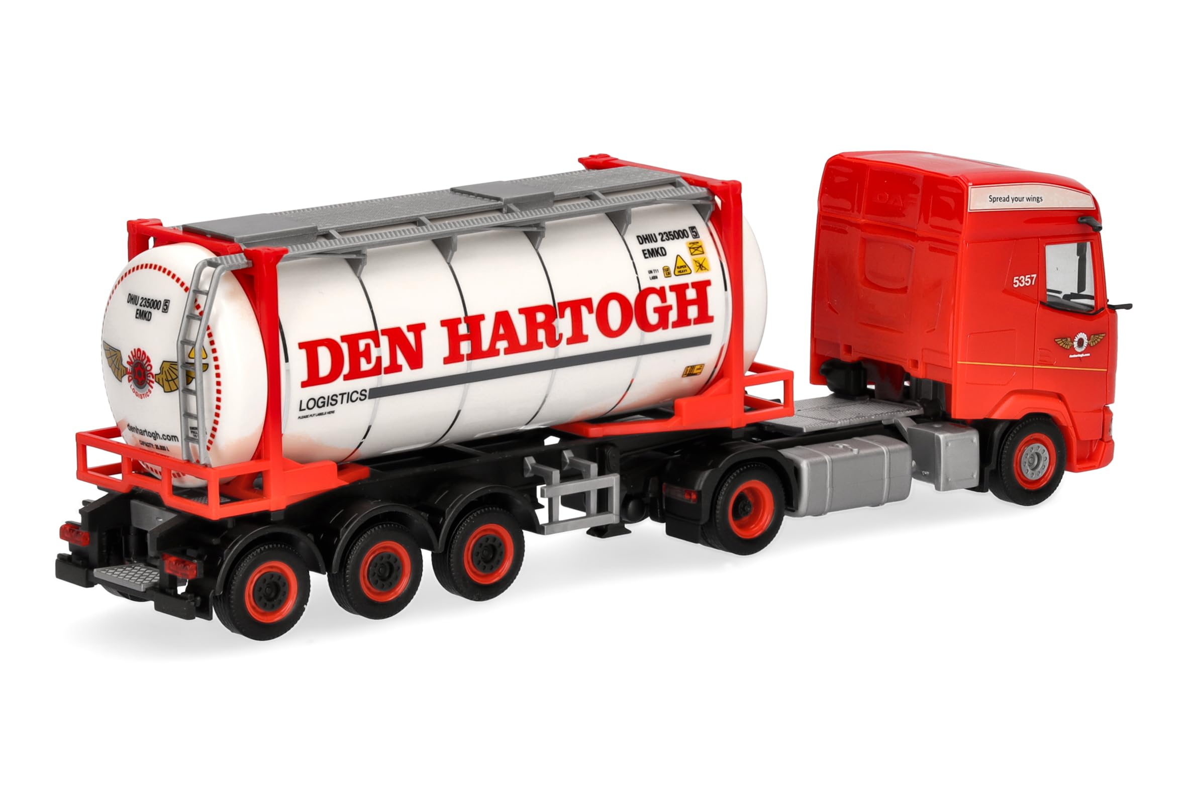 Herpa Miniatura del camión DAF XG tráiler con contenedor Intercambiable Den Hartogh (Países Bajos), Escala 1/87, maqueta de colección, modelismo, Modelo alemán, Figura plástico