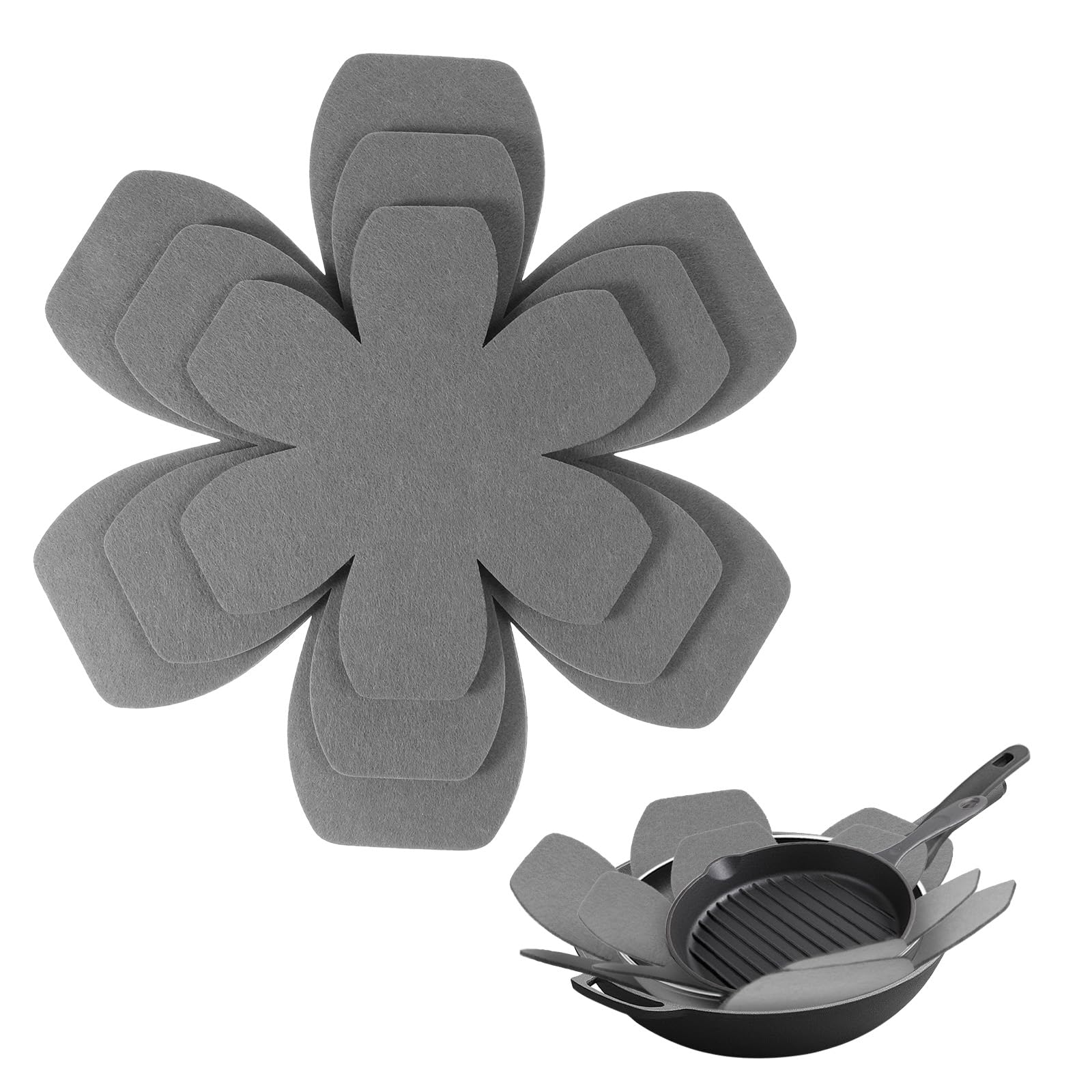 TIESOME 6Pcs Pot and Pan Protectors for Stacking, 3 Sizes Gray Separators