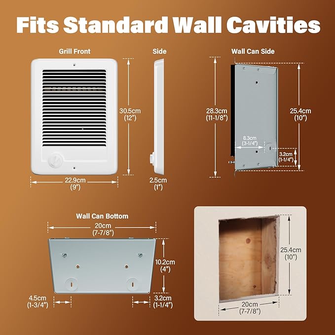 Calefactor Eléctrico de Pared 1000W 120V con Termostato Integrado miniatura 2