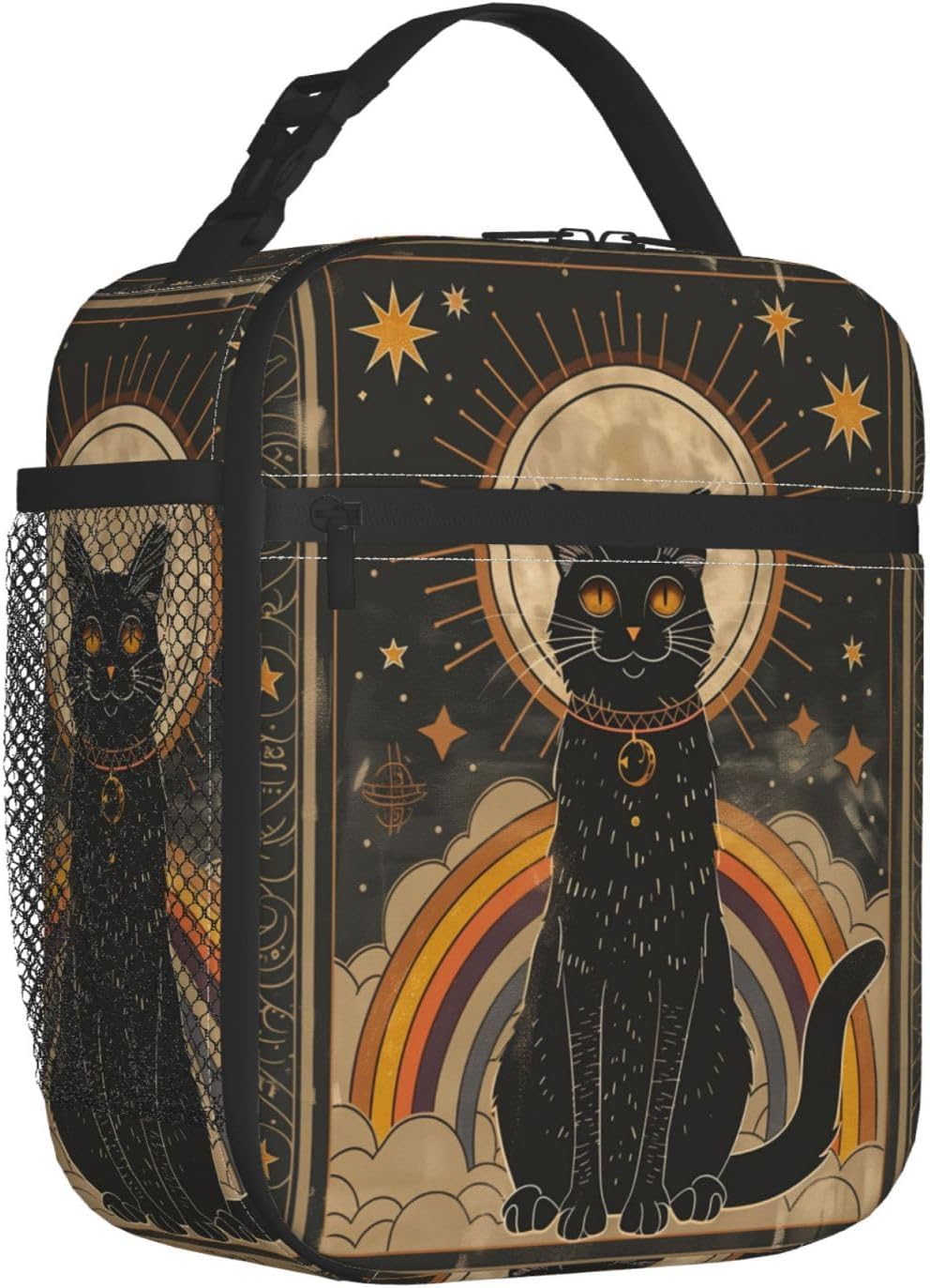 Insulated Lunch Box for Girls Women Kids Cat Lunch Bag for Work,Picnic,School,Travel,Hiking, Beach or Fishing Polyester Tarot Cards Cat Lunch Box