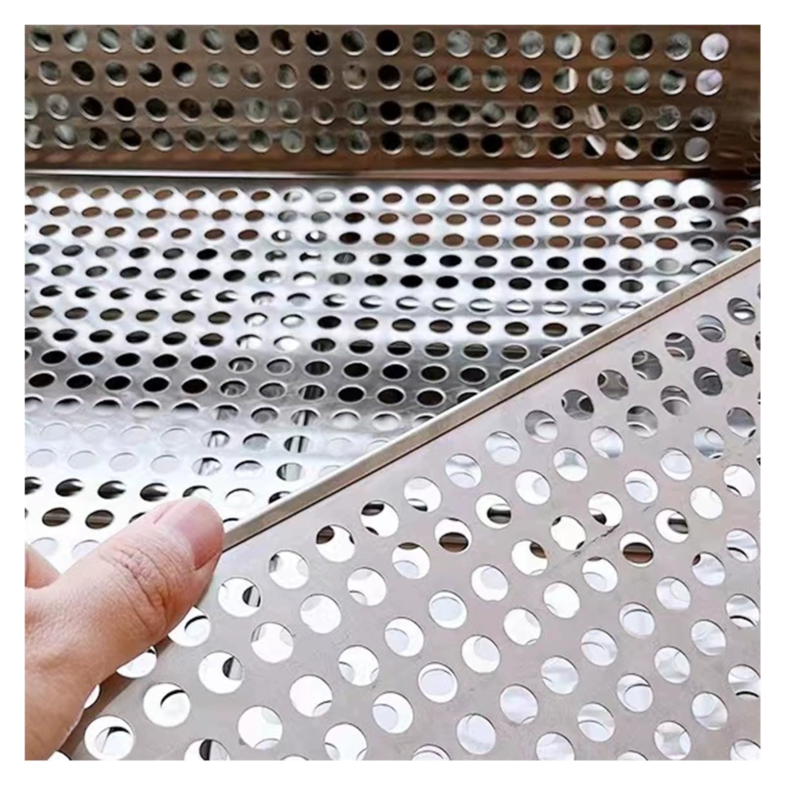 304 Chapa de Acero Inoxidable Perforada Chapa de Acero Decorativa DIY Tool Wall Multi-Purpose Metal Sheet(0.35x1m/1.1x3.3ft)