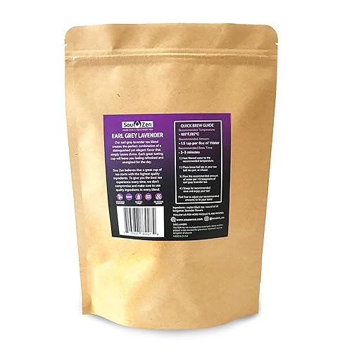 Miniatura 2 de Sou Zen Earl Grey - Mezcla de hojas sueltas de té de lavanda (3.99oz)  Hojas de té y flores de alta calidad  Ingredientes crudos y naturalmente