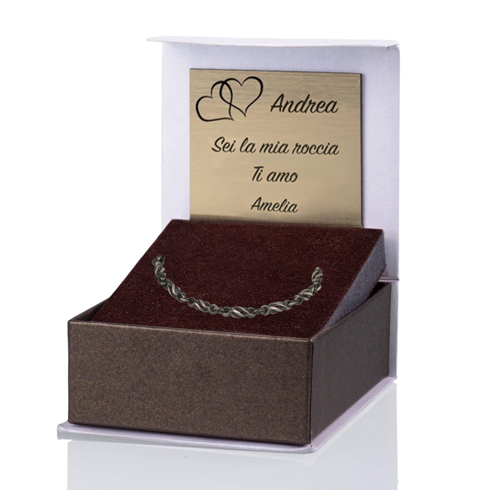Sakrami Bracciale in Argento 925 Vertigo Brunito Bracciale per Uomo, Ragazzo + Confezione Regalo Personalizzata - Braccialetto per Compleanno, Anniversario, Laurea,Regalo di Natale