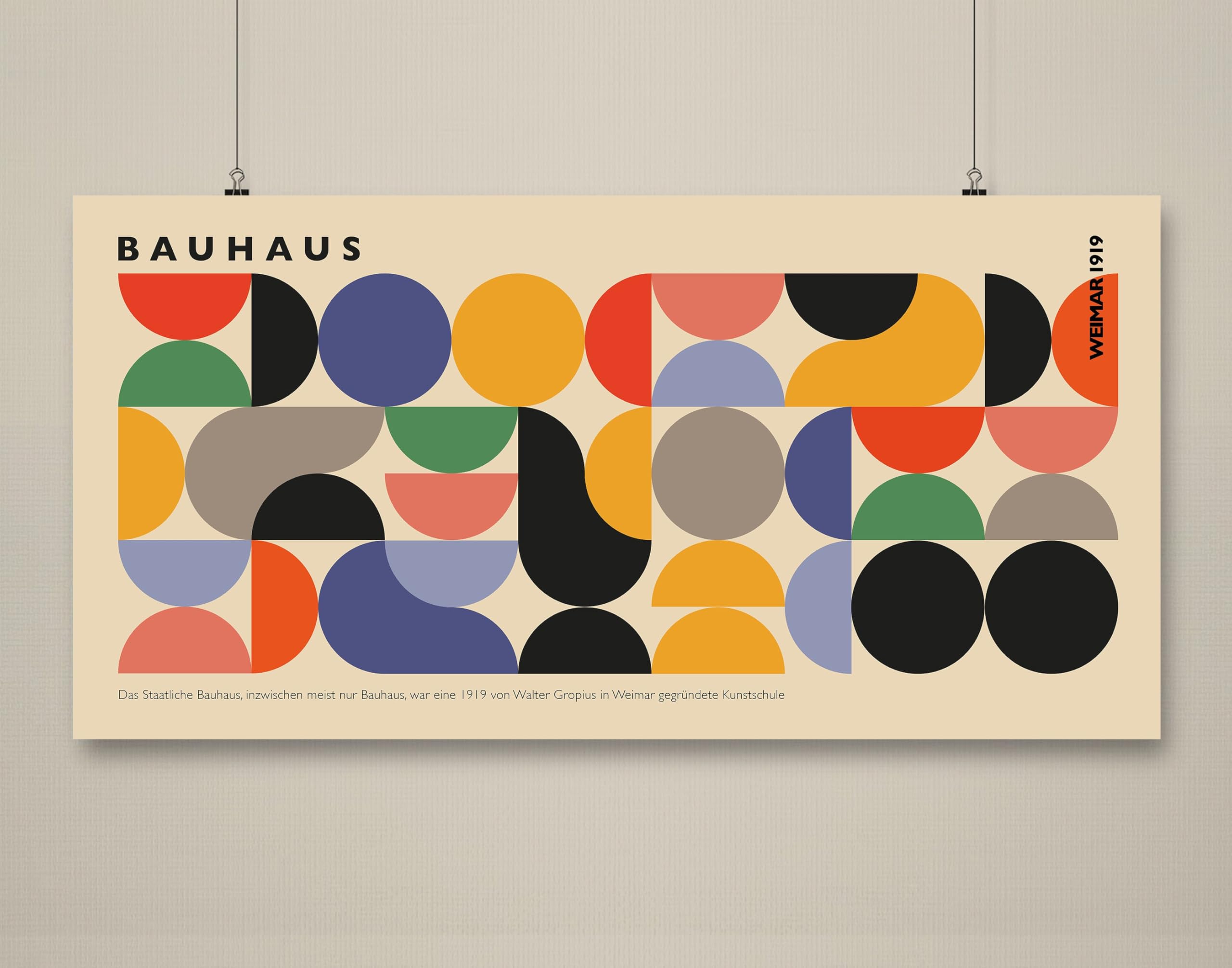 Lianyibo Internal Frame Bauhaus Exhibition Poster Print Mid-Century Modern Geometric Canvas Wall Art Living Room Bedroom Office Decor(90X180cm/Inner Frame)