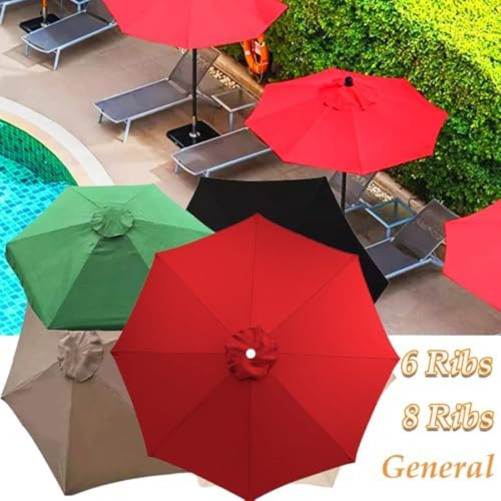 Copertura di ricambio per ombrellone a 8 bracci, protezione dai raggi UV, impermeabile e traspirante, perfetta per esterni patio e piscina, design durevole ed elegante