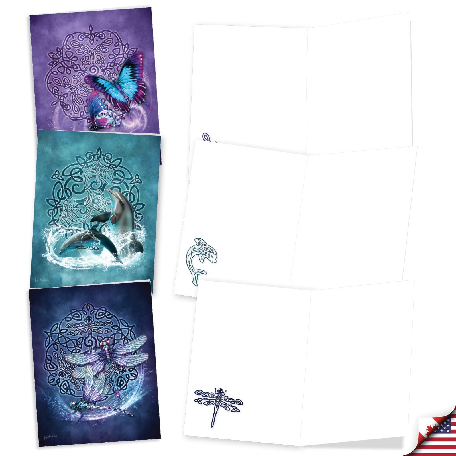 The Best Card Company - Juego de 20 tarjetas de notas en blanco surtidas de 4 x 5.12 pulgadas con sobres (10 diseños, 2 de cada uno) tótem celta AM10207OCB-B2x10