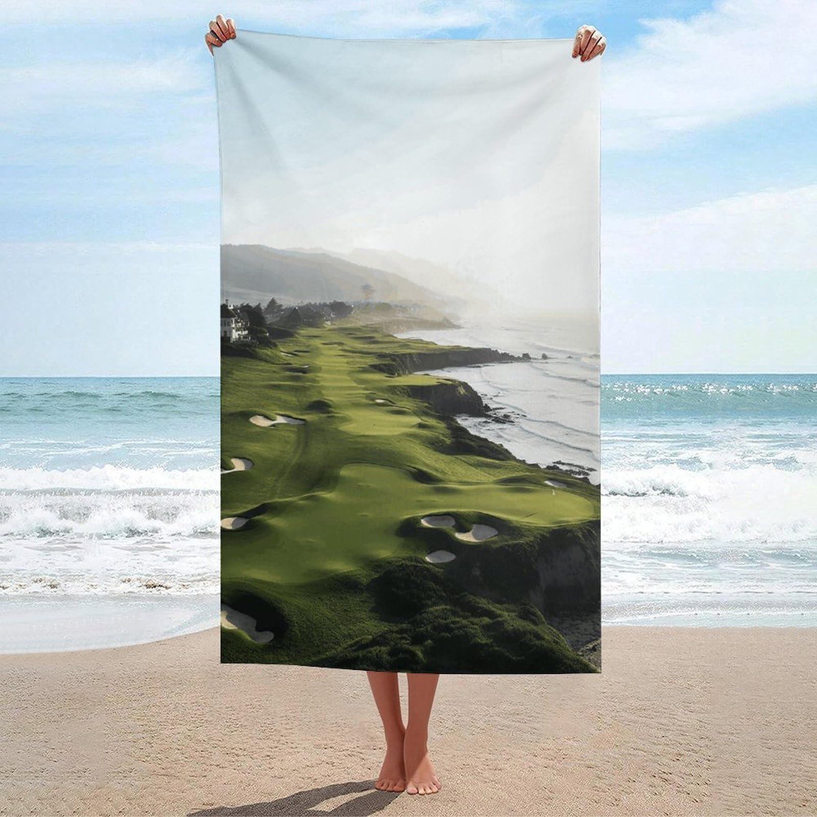ADFGYERH Seaside Golf Course Bath Towels Unisex, Beach Towel Lightweight Quick Dry, Bath Towel for Travel Sports Pool Swimming Bath Camping Yoga Adults130x80cm