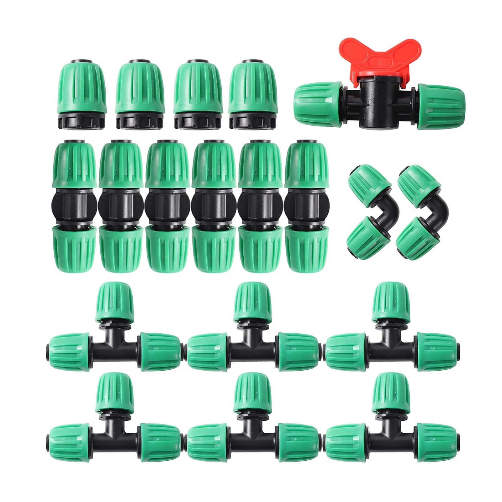 Adaptador de fontanería de jardín Kit de accesorios de riego para agricultura de jardín Kit de accesorios de riego automático Sistema de micro riego de 16 mm PE accesorios de tubería 19