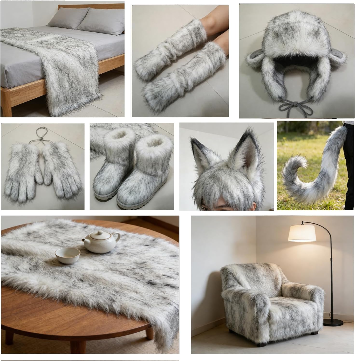 Faux Wolf Fur Fabric 160x50cm Shaggy Fuzzy Artificial Fur Fabric Long Pile White Dyed Black Tip For DIY Craft Pad Costume Fashion Area Rugs Camera Floor Decoration(Size:50x160cm/19x63in,Color:brown)