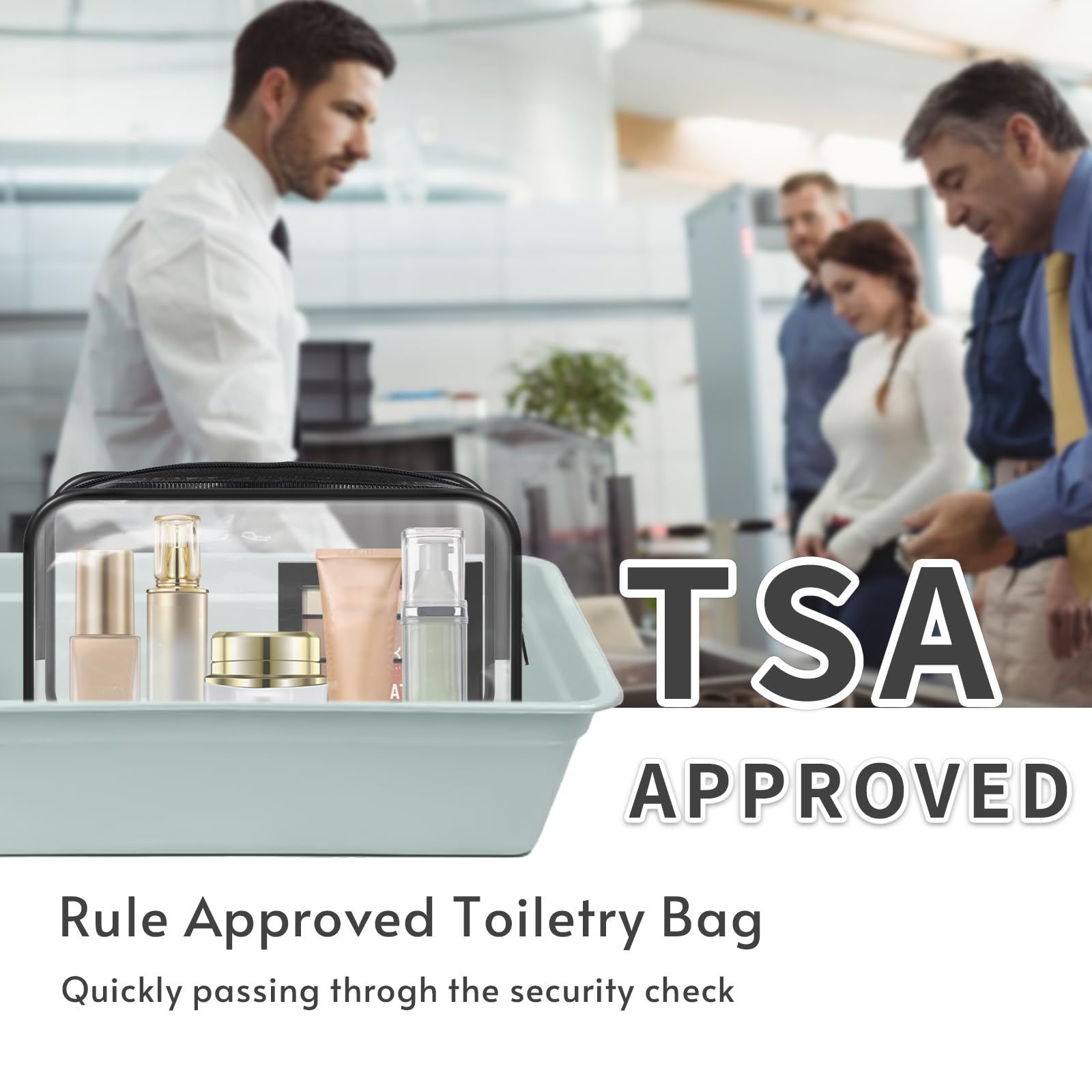 GONITYOU 16 Pieces Clear Makeup Bags Bulk, TSA Approved Toiletry Bags Travel Pouch, Waterproof PVC Plastic Small Clear Cosmetic Bags with Zipper for Organizing (Black Border)