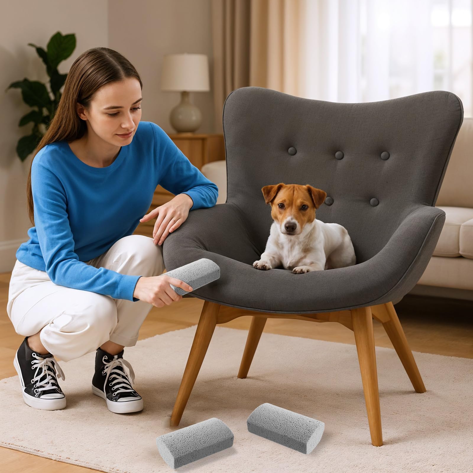 Pietra pomice, 2 pezzi per la rimozione dei peli di animali domestici, pietra pomice, strumento per la cura dei piedi, per gatti e cani, per la pulizia dei peli di animali domestici, per divano