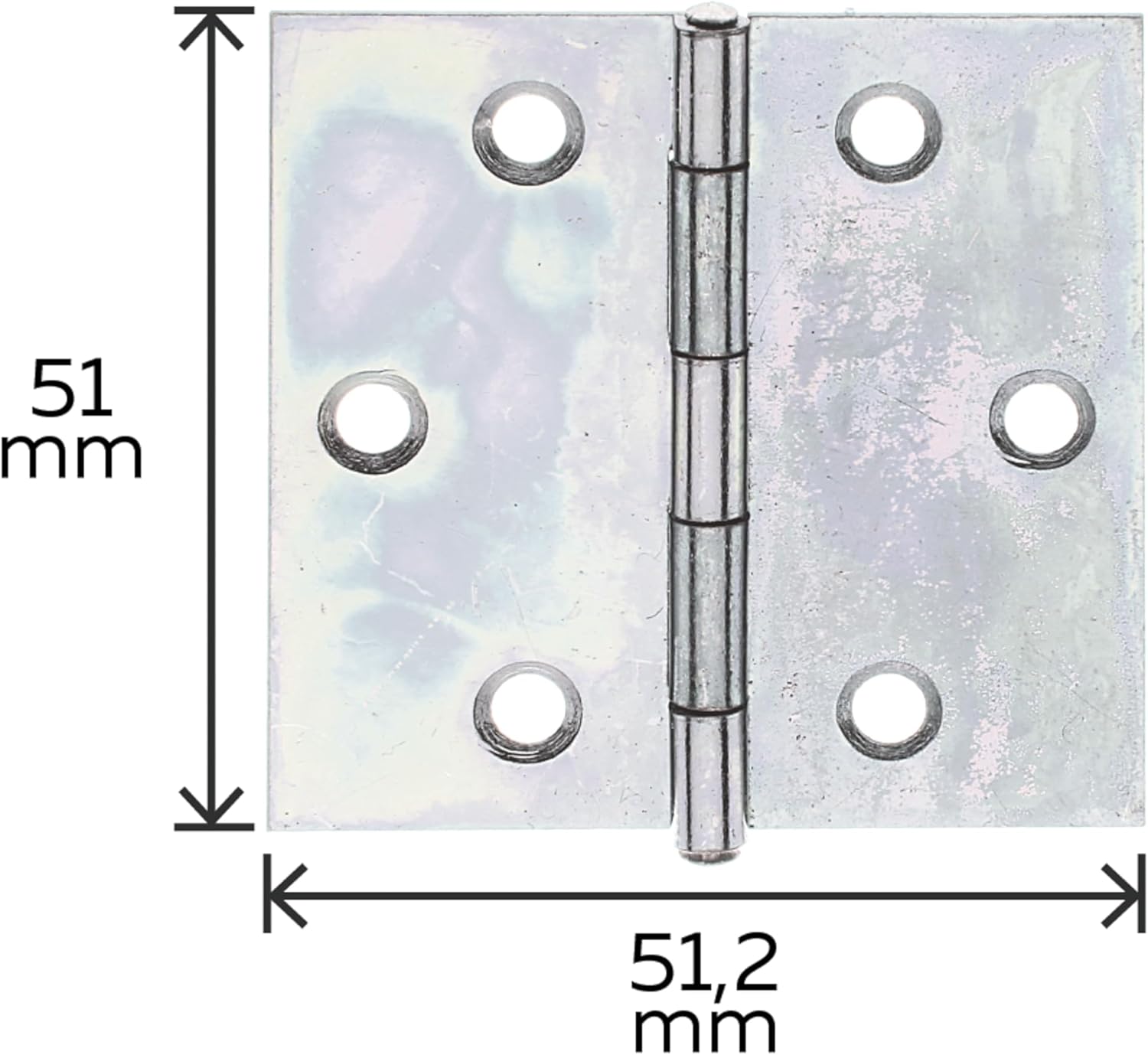 Hinge Rectangular 51 x 51 mm / 20 Stk. Oberflaeche: galvanisch gelb verzinkt