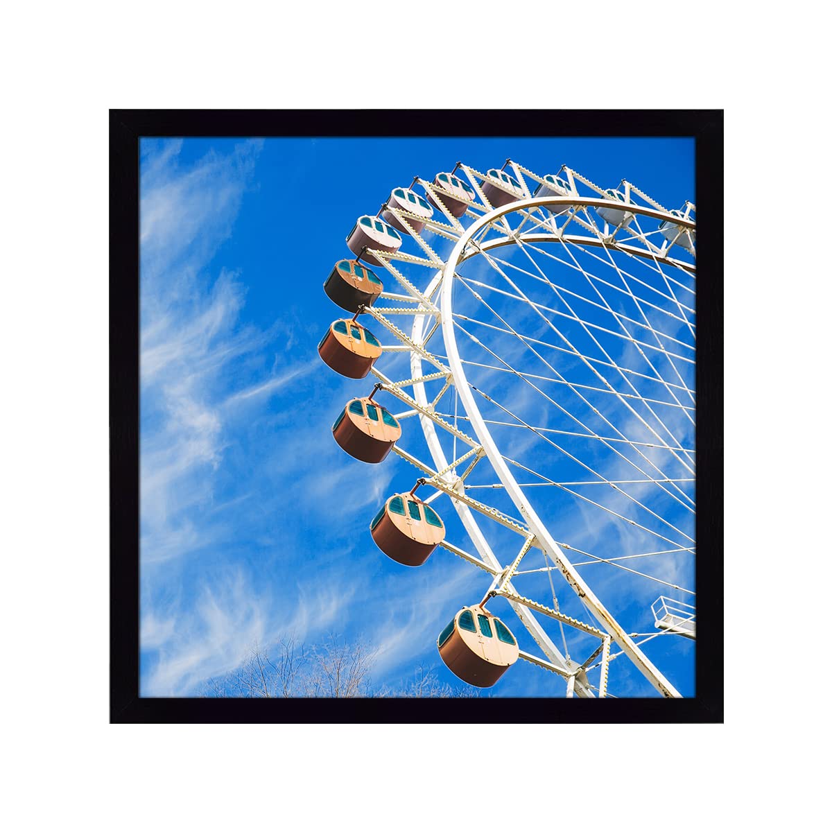 Ritwika's Abstract Wall Art Of Giant Wheel With Frame for Home and Office Decor | 13.5 inch x 13.5 inch | Multi Colored | Digital Painting (08 - BIGWHEEL)