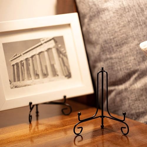 Miniatura 4 de Boao Paquete de 10 soportes de placa de hierro para exhibición de 4 pulgadas, soporte de exhibición para fotos, marcos de fotos, libros y arte de