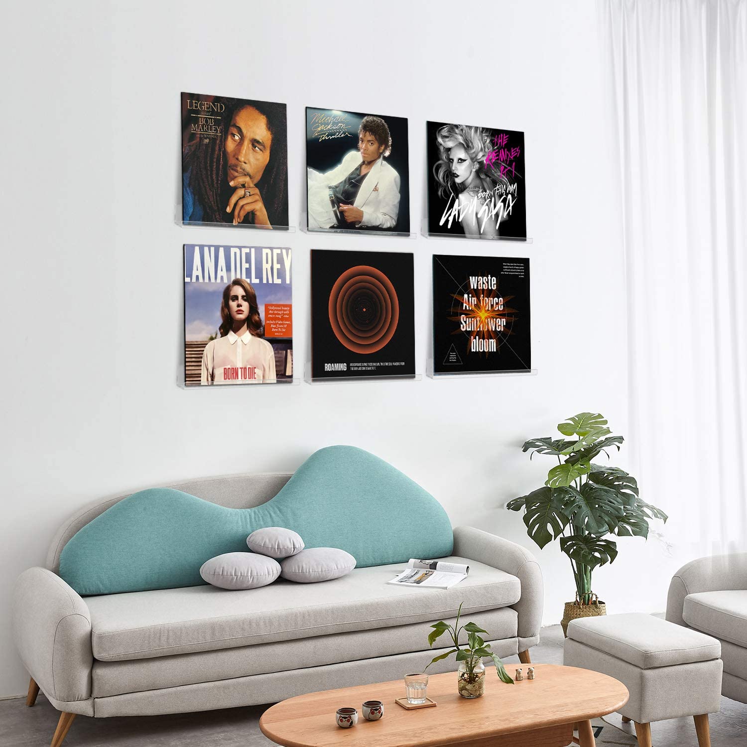 PecMuikee Soporte de discos acrílico, soporte de vinilo de montaje en pared y estante de discos de álbum para escuchar LP diariamente, muestra crea espacios elegantes y artísticos, paquete de 12