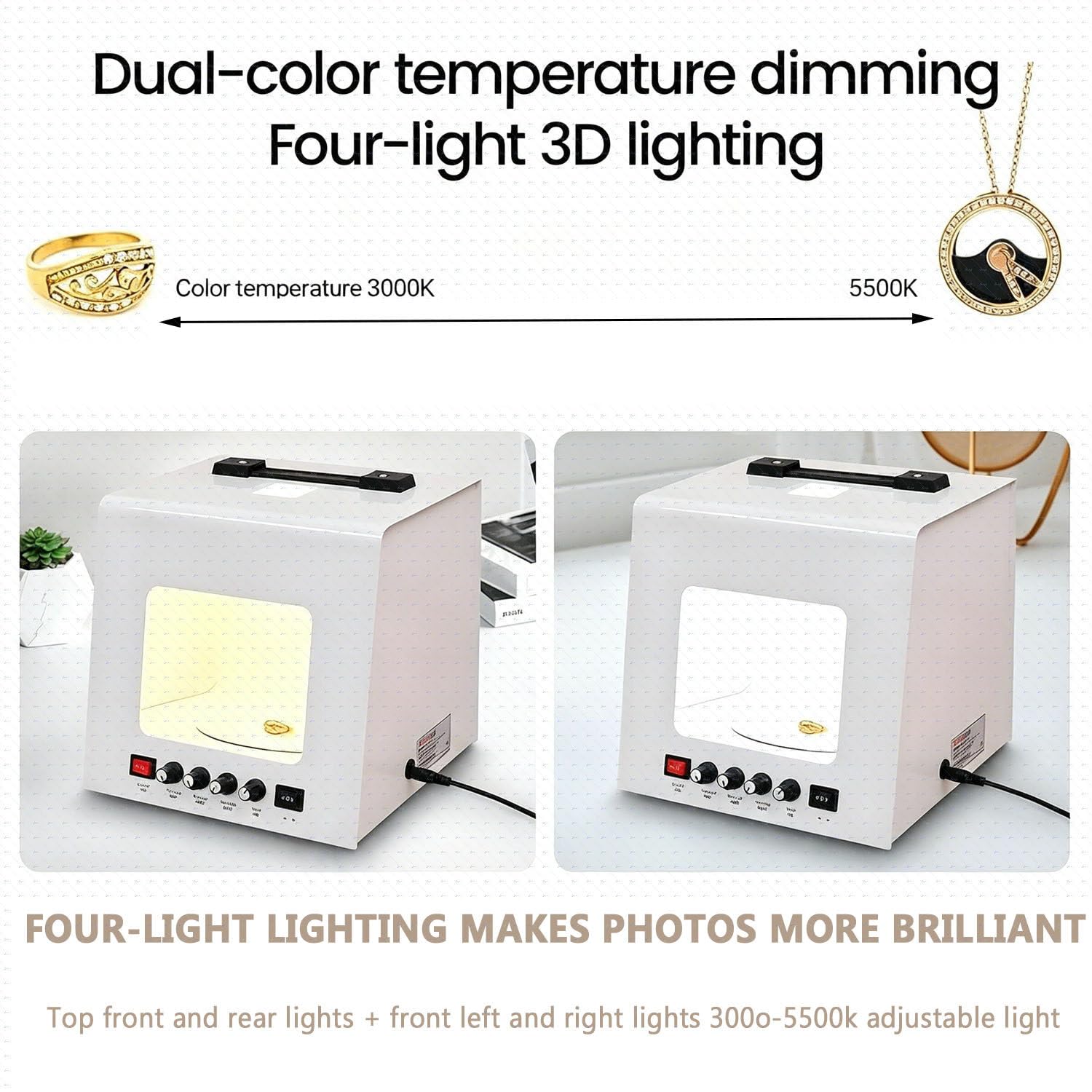Soft Box Studio Fotografico,Giradischi Automatico Con Supporto Appendi T30 | Doppio Utilizzo Appoggio/Sospensione,Rotazione Fluida,Perfetto per Shooting E-Commerce Di Gioielleria