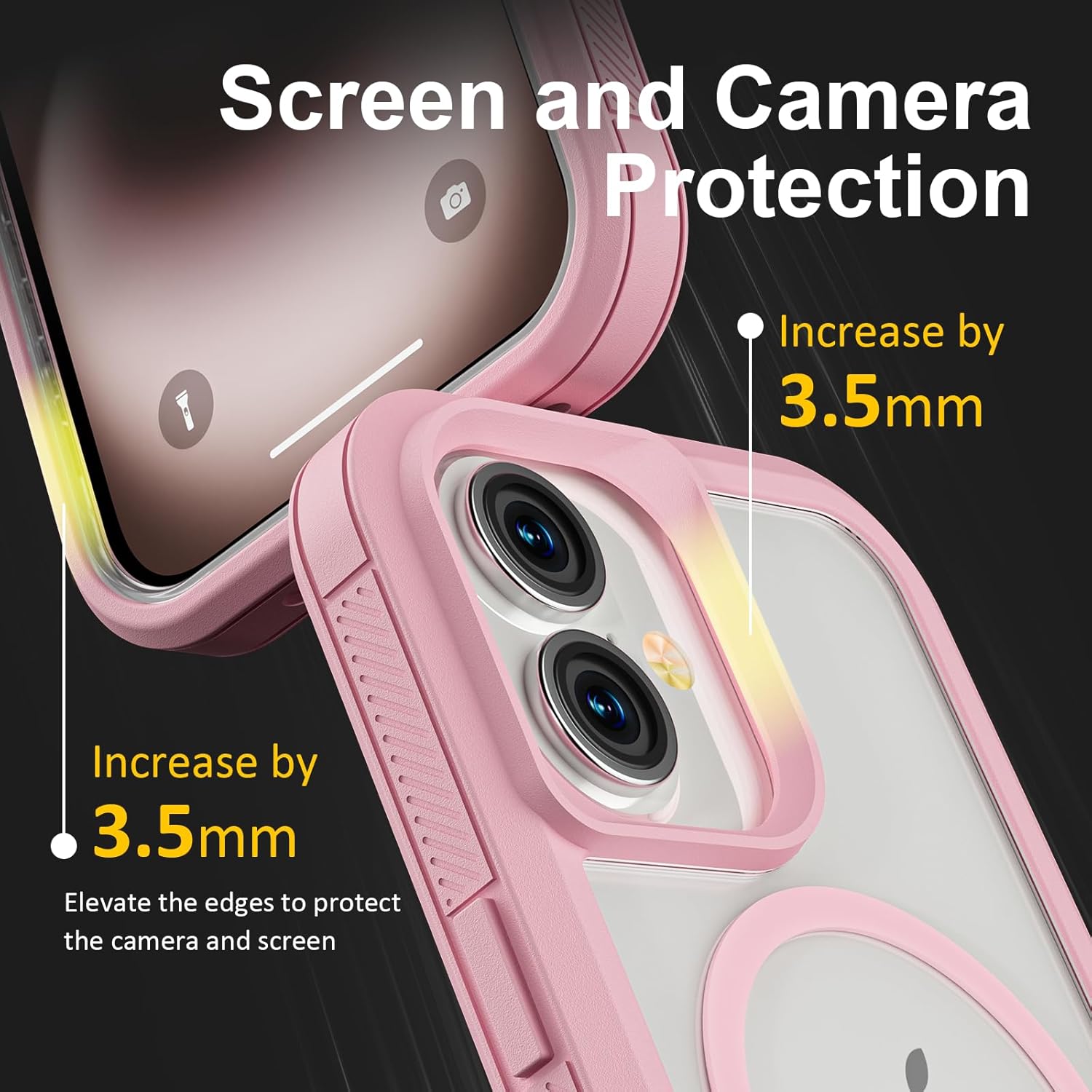 for iPhone 16 Plus Case with Camera Control Capture Button, Compatible with MagSafe, Heavy Duty Shockproof Protection, Transparent Magnetic Phone Case for iPhone 16 Plus, 6.7 inch, Pink - Image 7