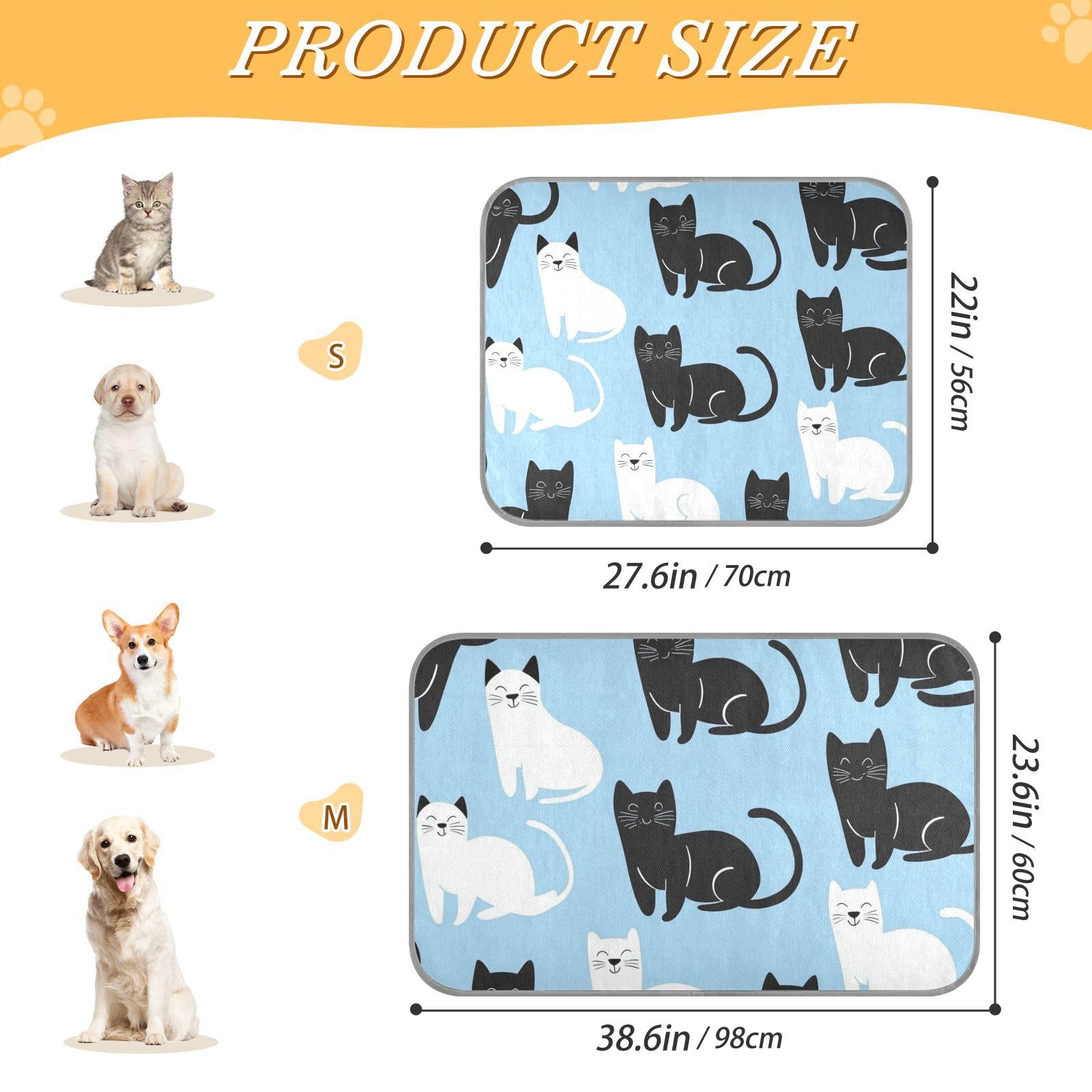 siphylline Cartoon Cute Black and White Cat Summer Cooling Blankets for Medium Dogs Self Cooling Blankets for Outdoor Cats for Doggie Outdoors Safe cama refrescante para Perros S