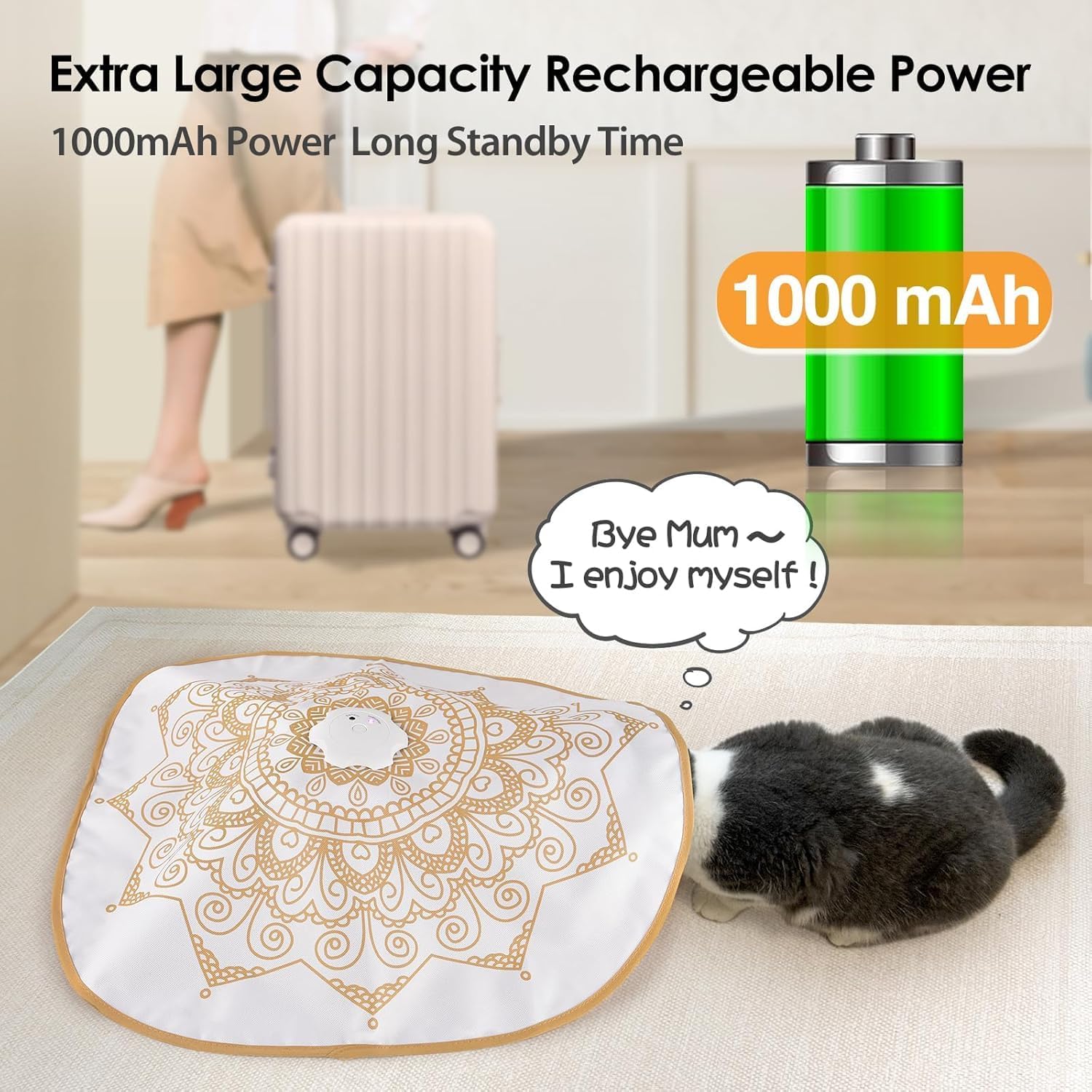 ORSDA Cat Toys for Indoor Cats, 4 in 1 Interactive Automatic Kitten Toys Hide and Seek with Mat, 8 Holes Mice Whack-A-Mole, Moving Wand Teaser Feathers,Rechargeable Electric Exercise Kicker Kitty Toy