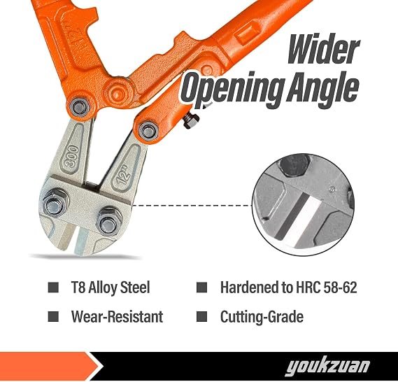 Heavy Duty Mini Bolt Cutter 12 | Compact Wire Cutter for Fence, Steel Wire, Small Chain, Screws & Rivets | Lock Cutter with Soft Grip Rubber Ergonomic Handle & Multipurpose Hand Tools