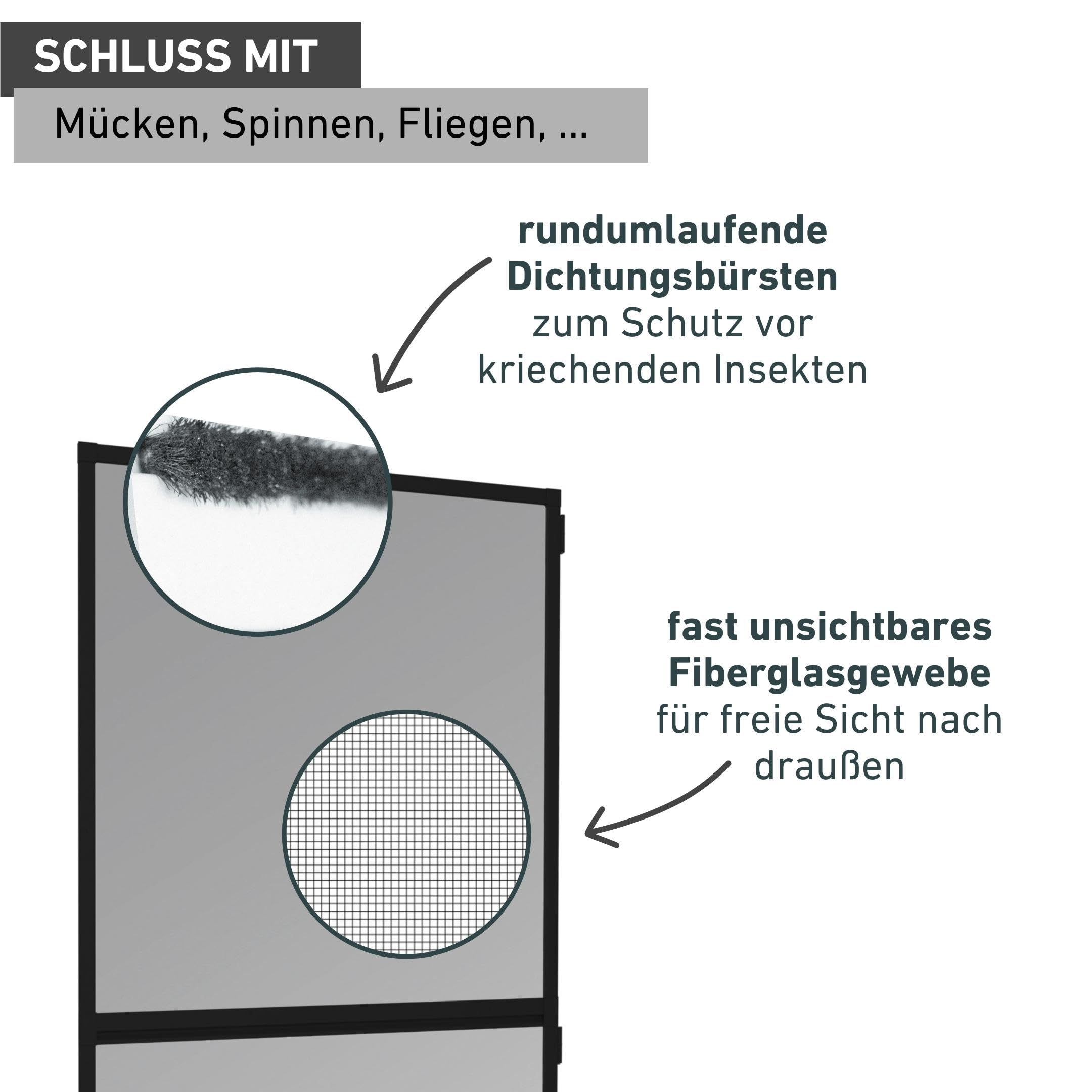 Windhager Insektenschutz Tür, 100 x 210 cm, anthrazit, Spannrahmen-Tür Expert Fliegengitter Alurahmen für Türen, 04532