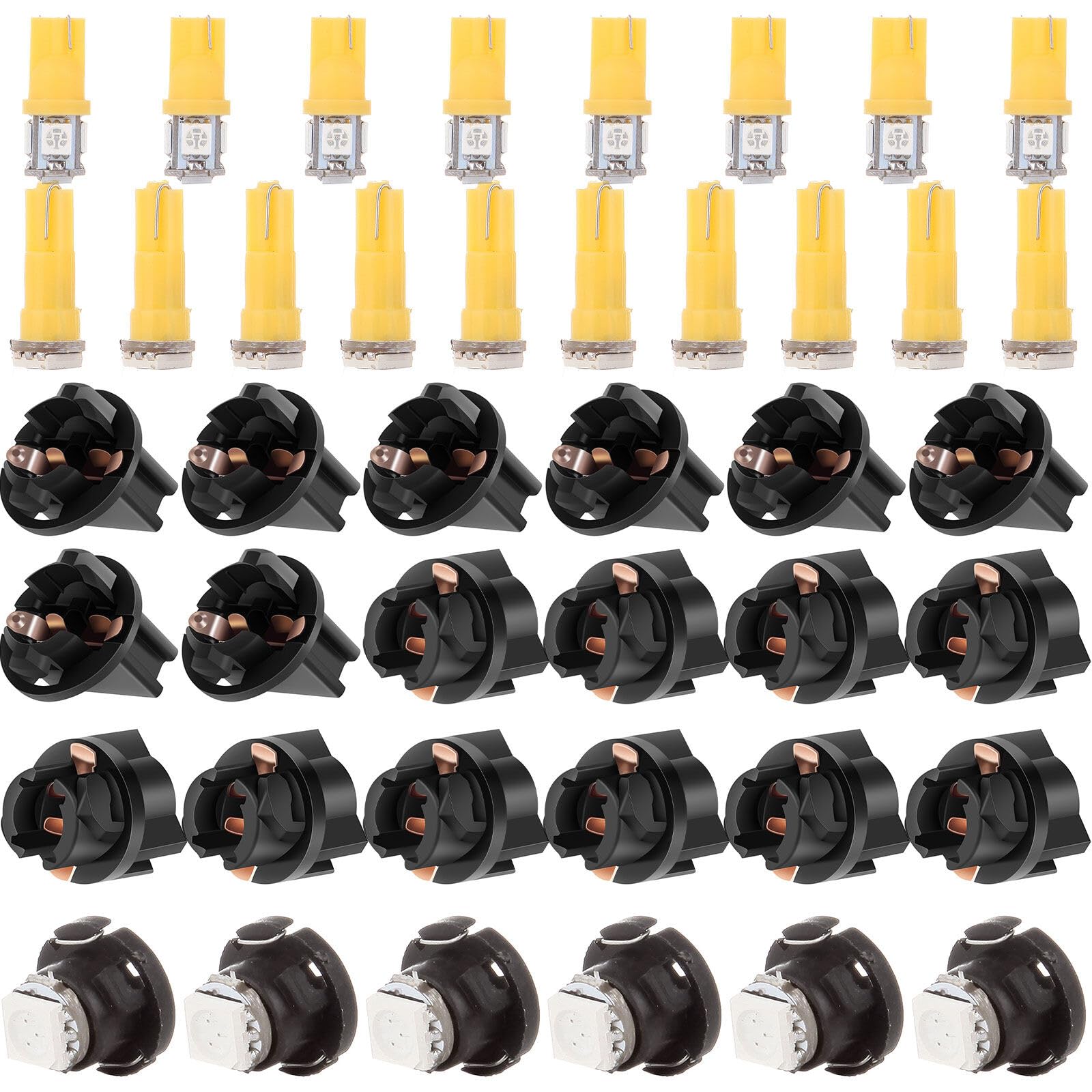 LBRST 8 x T10 168 Twist Lock Socket 6 x T4.7 1-5050-SMD Yellow T5-79607-SHJ-S01;T4.7 Neo Wedge Lights 10 x T5 74 73 2721 Twist Lock Socket 10 x T5 1-5050-SMD Yellow 74 73 2721 Instrument Lights
