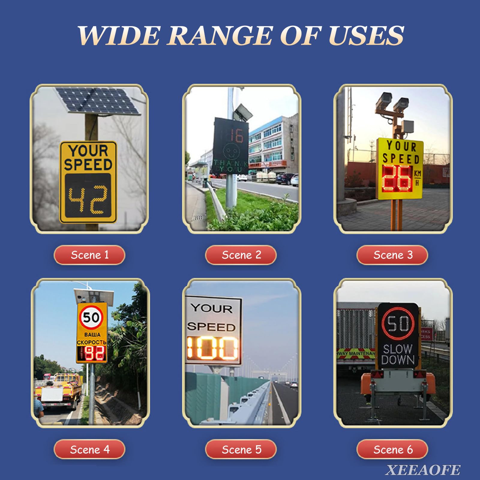 Señal de límite de velocidad de radar solar LED, pantalla de seguridad de tráfico de aluminio, tablero de límite de velocidad ajustable, 24 x 30 pulgadas, detector de advertencia de carretera para una