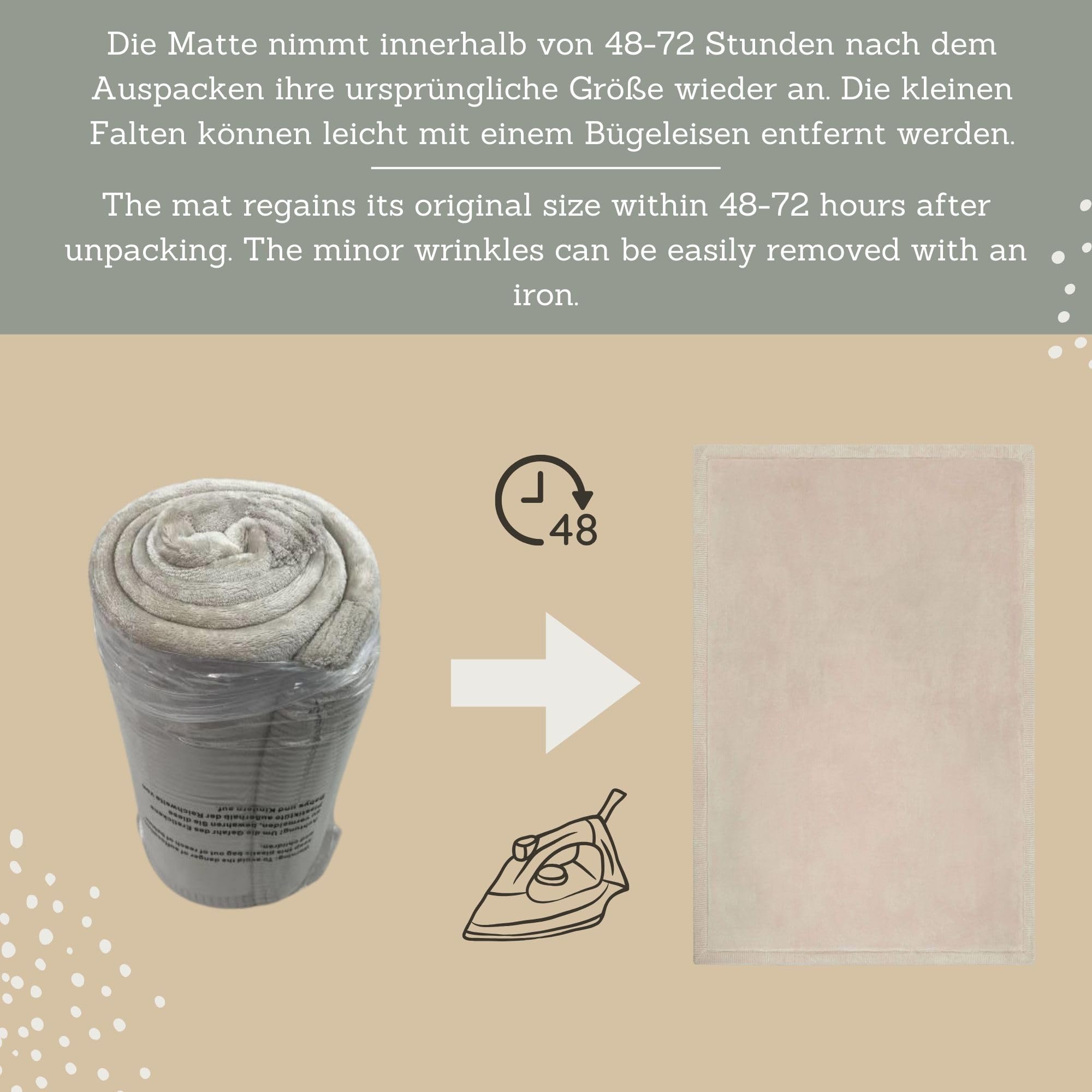 Hakuna Matte tappetino da gioco morbido, 152 x 200 cm, beige velluto corallo, memory foam, antiscivolo, impermeabile, per cura pancia