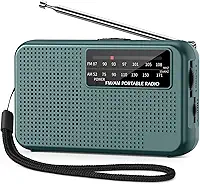 Mini rádio AM FM, rádio operado por bateria com cordão, excelente recepção, rádios portáteis AM FM, rádios transistores