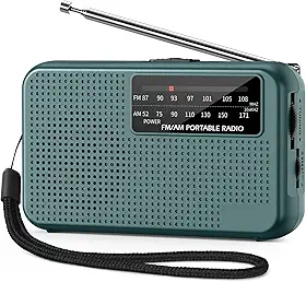 Mini rádio AM FM, rádio operado por bateria com cordão, excelente recepção, rádios portáteis AM FM, rádios transistores