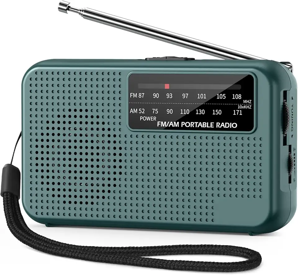 Mini rádio AM FM, rádio operado por bateria com cordão, excelente recepção, rádios portáteis AM FM, rádios transistores