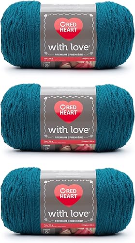 Miniatura 17 de Red Heart with Love - Hilo de seda de maíz, paquete de 3 unidades de 6.98 oz/7 onzas, acrílico, 4 medianos (peinado), 370 yardas, tejido/ganchillo