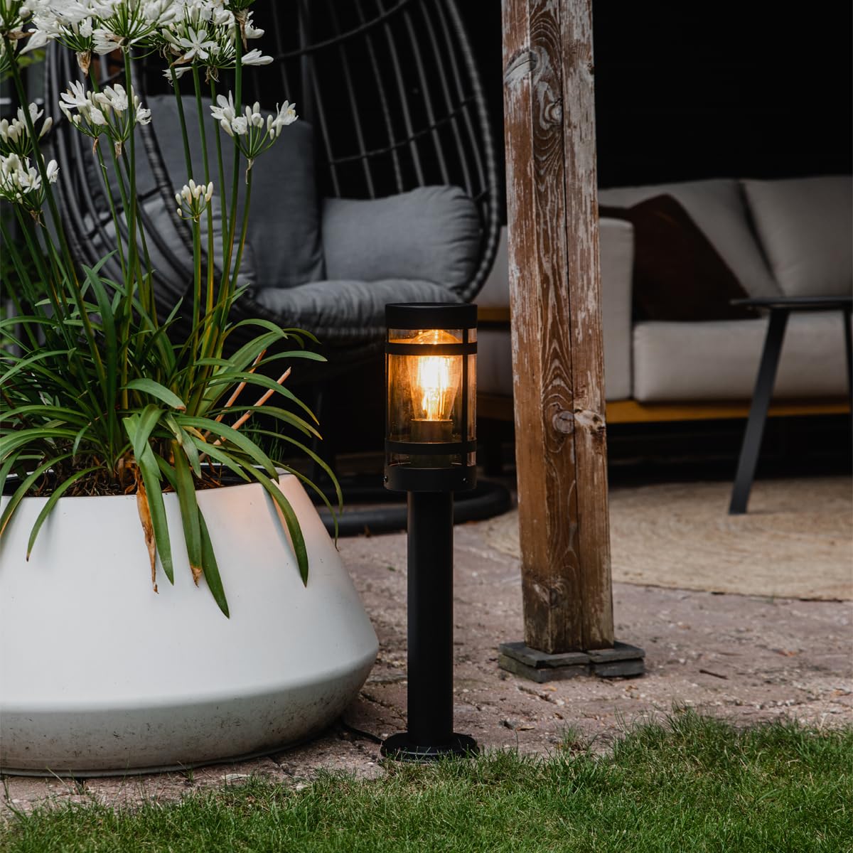 Qazqa Moderno Lámpara exterior moderna negra 50 cm IP44 - GLEAM Acero inoxidable/Acero/Plástico Cilíndra/Alargada Adecuado para LED Max. 1 x 60 Watt