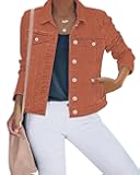 Women's Basic Button Down Stretch Fitted Long Sleeves Denim Jean Jacket