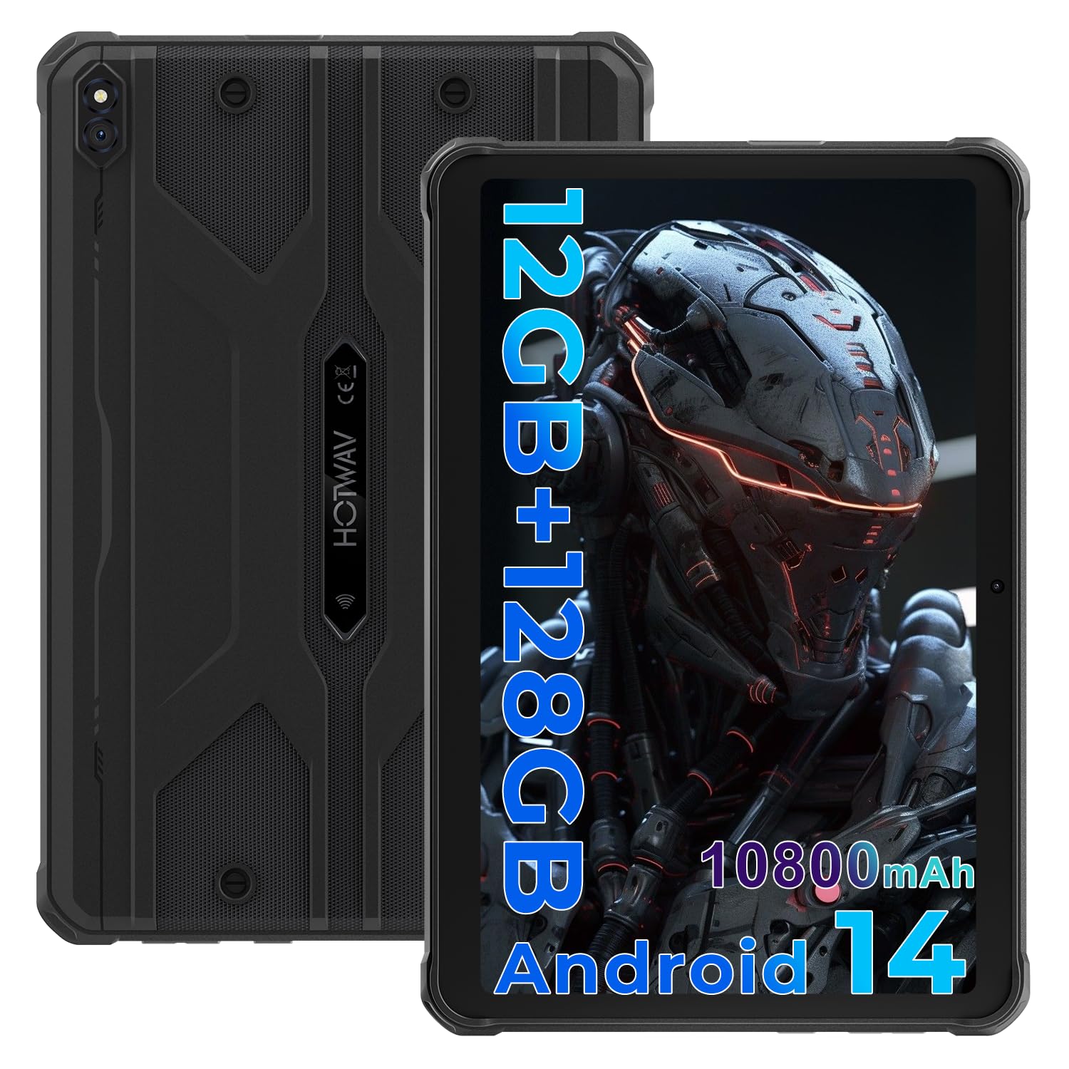 HOTWAV R8 Rugged Tablet 10.1 Pollici Android 14 Tablet PC Robusto 10800mAh, 12GB+128GB Octa-core 1TB Espandibile IP68/69K Tablet Impermeabile 13MP 4G Dual SIM 5G WiFi Face ID/OTG/GPS