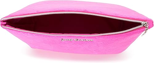 Miniatura 6 de Juicy Couture Bolsa de maquillaje rosa Organizador de cosméticos Esenciales de viaje con cremallera superior cuña terciopelo corazón amor