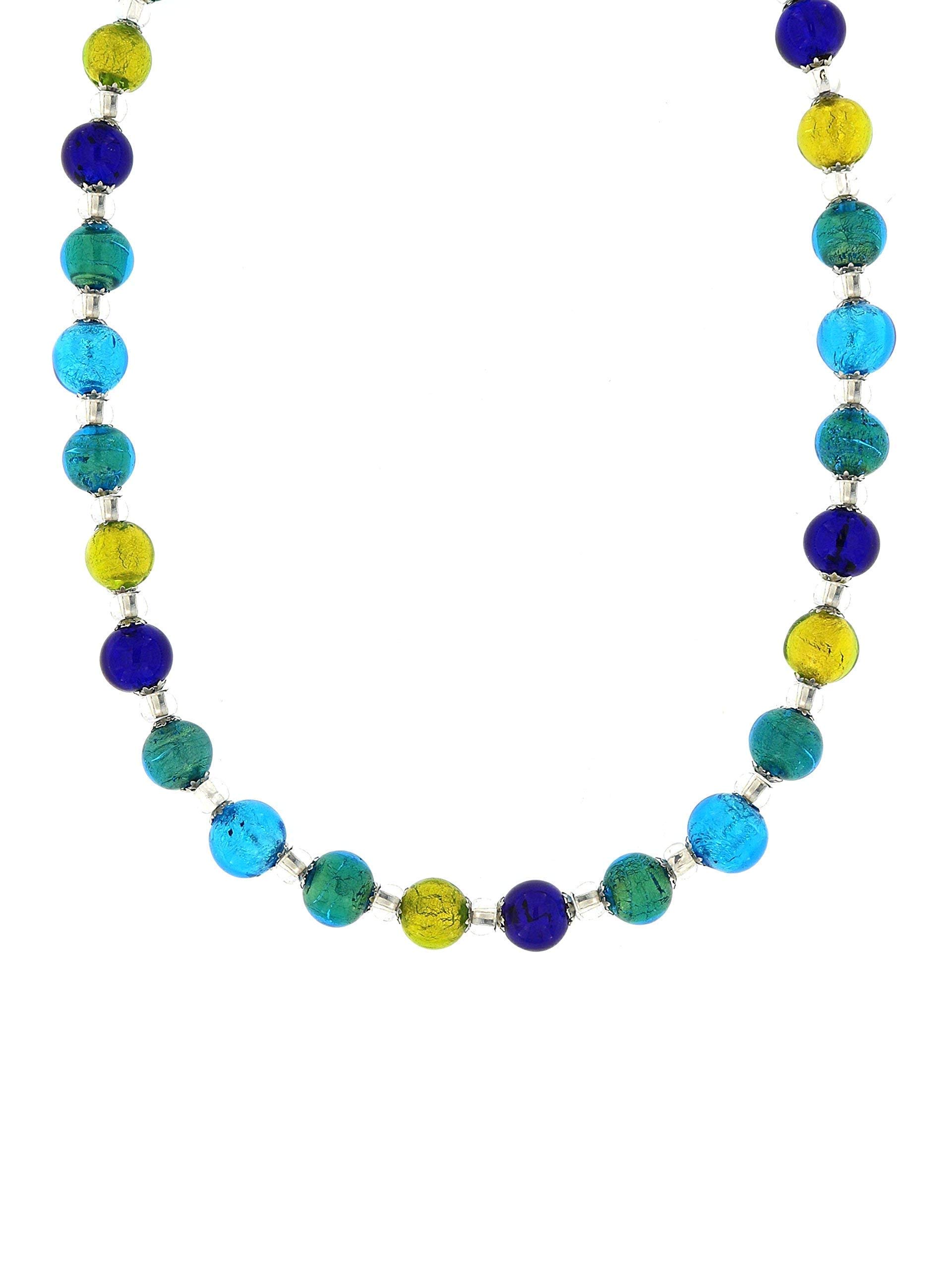 Venetiaurum - Halskette aus Muranoglas und 925 Silber zertifiziert made in Italy
