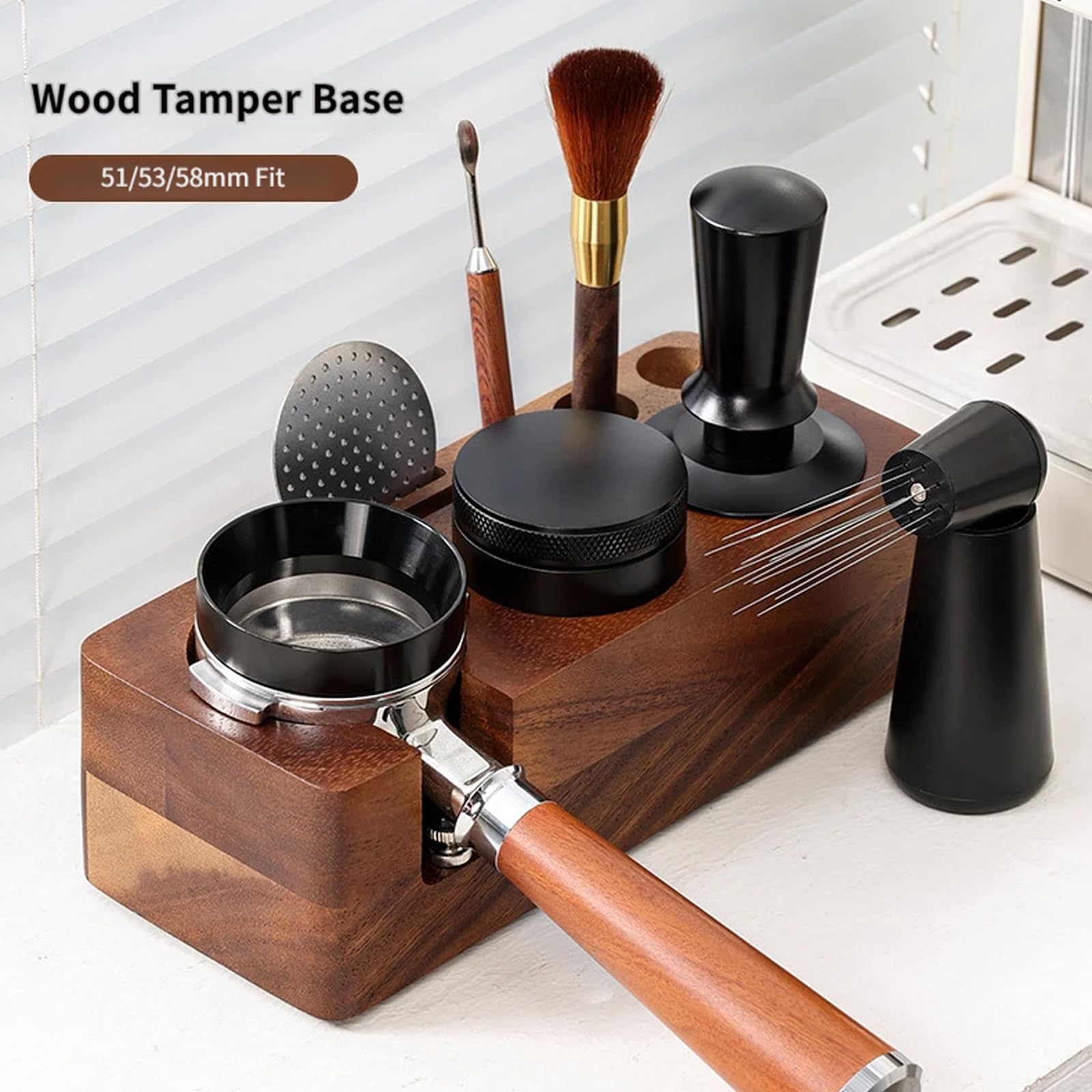 Kaffeestampfer aus Naturholz, 58 mm, Küchen Kaffeezubehör, professionelles Kaffeewerkzeug, perfekt für den privaten und gewerblichen Gebrauch, Küchenzubehör