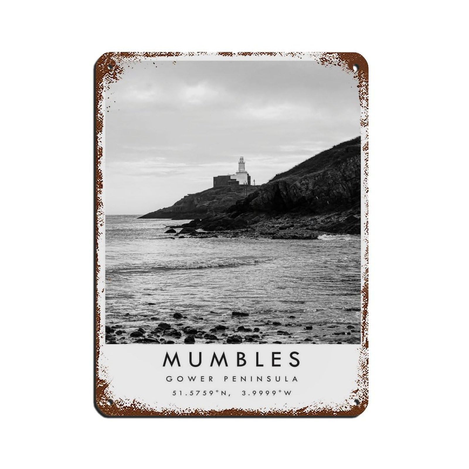 Mumbles Travel, Gower Poster Retro Poster Metal Tin Sign Chic Art Retro Iron Painting Bar People Cave Cafe Family Garage Poster Wall Decoration 12x16inch(30x40cm)